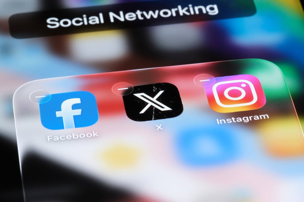 Shanghai, China - X twitter, Facebook and Instagram app icons on screen