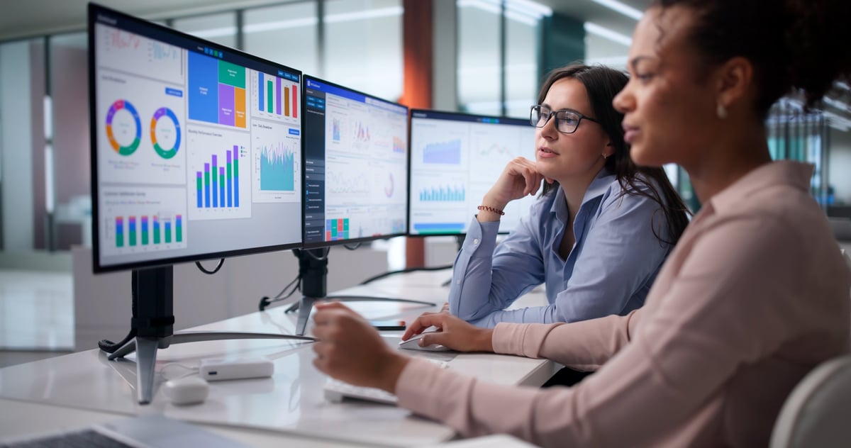 Analytics team analyzing SEO performance data and digital marketing metrics for clients