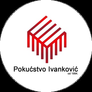Pokucstvo Ivankovic logo featuring a red isometric geometric design on white background, established 1994