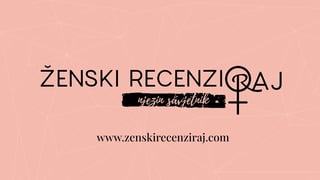 Logo for Zenske Recenziraj, a womens review website, with tagline in Serbian and website URL on pink background